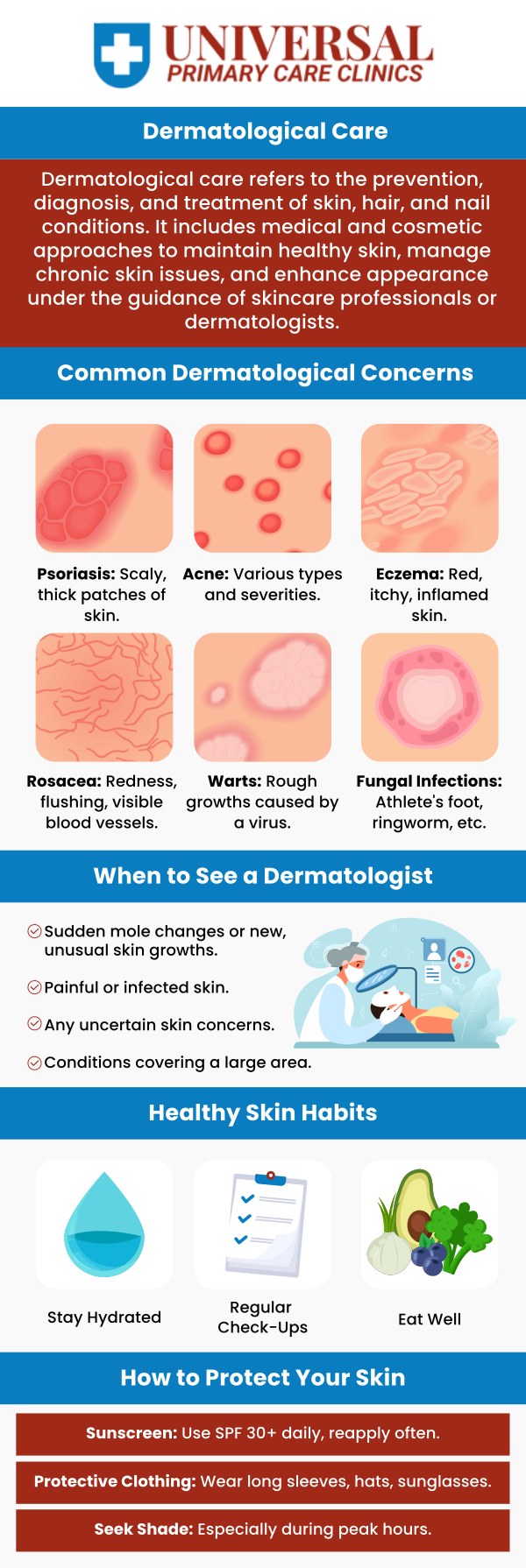 Common questions asked by patients: Where can I find a dermatologist? What are the most common skin conditions? How can I prevent skin cancer? What is the best treatment for acne? For more information, contact us or book an appointment online. We have convenient locations at Brimhall Primary Care Center, Ming Primary Care Clinic, Niles Primary Care Clinic, and Niles Family Medicine in Bakersfield, CA. We serve patients from Bakersfield CA, Maltha CA, Kayandee CA, Panama CA, Arvin CA, Fairfax CA, Rosedale CA, and surrounding areas. Common questions asked by patients: Where can I find a dermatologist? What are the most common skin conditions? How can I prevent skin cancer? What is the best treatment for acne? For more information, contact us or book an appointment online. We have convenient locations at Brimhall Primary Care Center, Ming Primary Care Clinic, Niles Primary Care Clinic, and Niles Family Medicine in Bakersfield, CA. We serve patients from Bakersfield CA, Maltha CA, Kayandee CA, Panama CA, Arvin CA, Fairfax CA, Rosedale CA, and surrounding areas.
